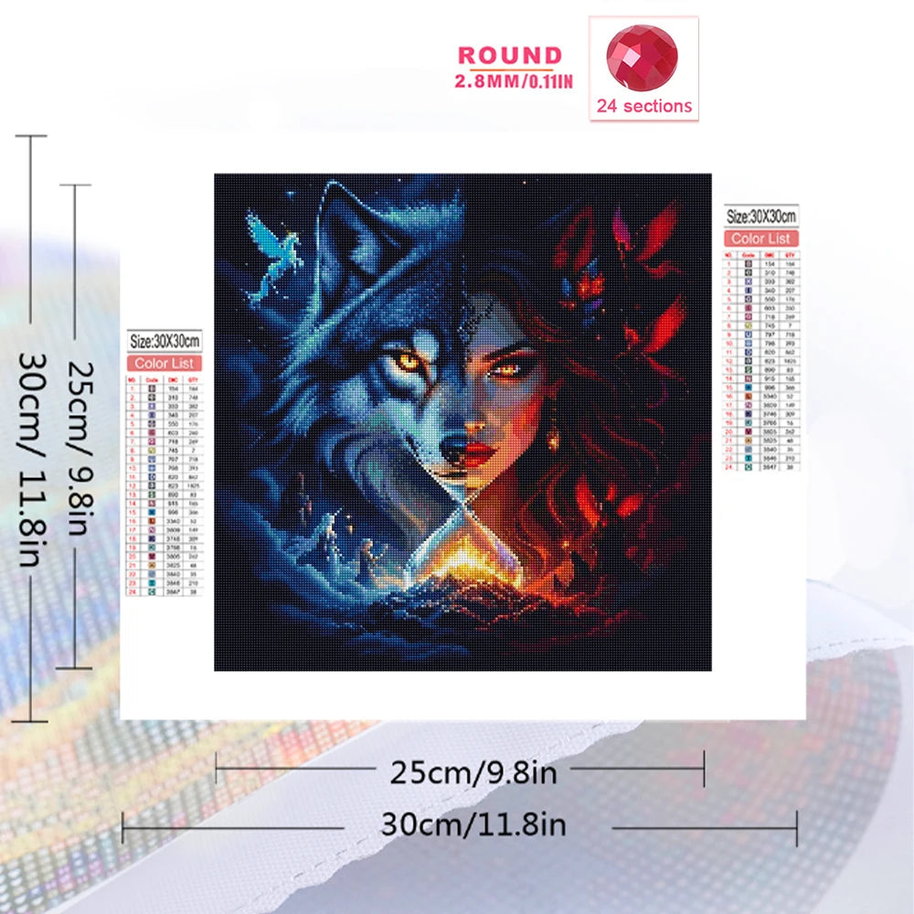Moonfire Wolf & Maiden Diamond Painting Kit