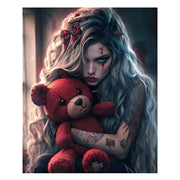 Dark Companions – Gothic Girl & Teddy Collection Diamond Painting Kit artwork design A3