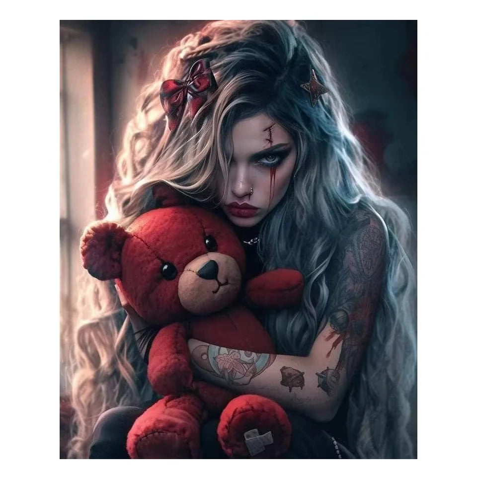 Dark Companions – Gothic Girl & Teddy Collection Diamond Painting Kit