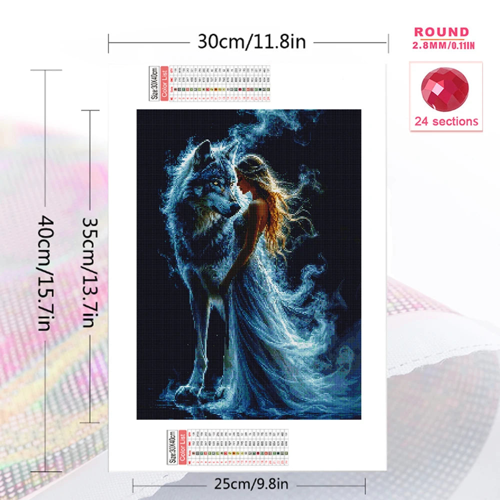 Wolf Spirit – Woman & Wolf Diamond Painting Kit