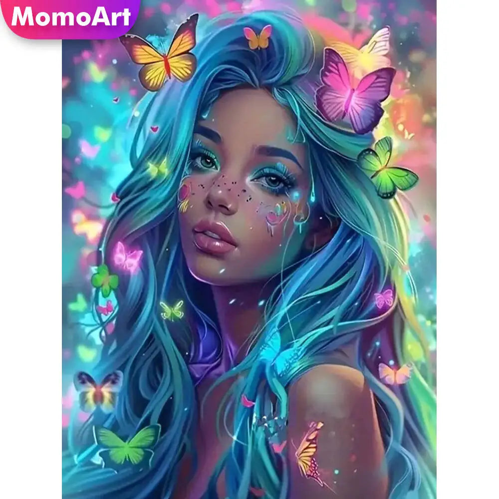Butterfly Daydream – Colorful Portrait Diamond Painting Kit