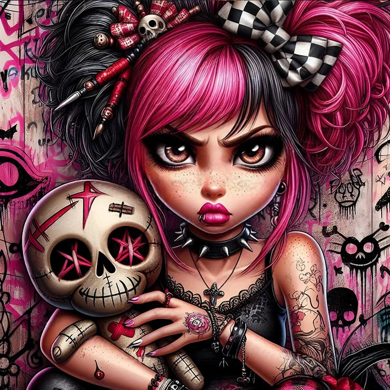 Pink Rebellion – Gothic Doll Diamond Painting Kit
