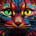 Neon Whiskers Cat Diamond Painting Kit