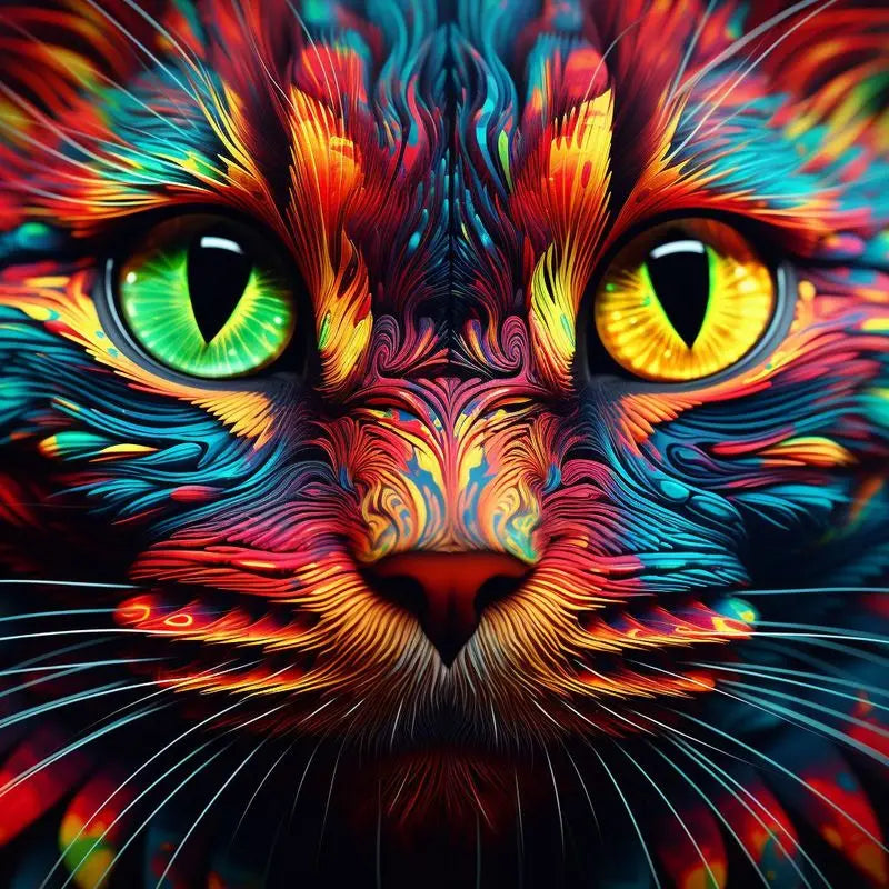 Neon Whiskers Cat Diamond Painting Kit