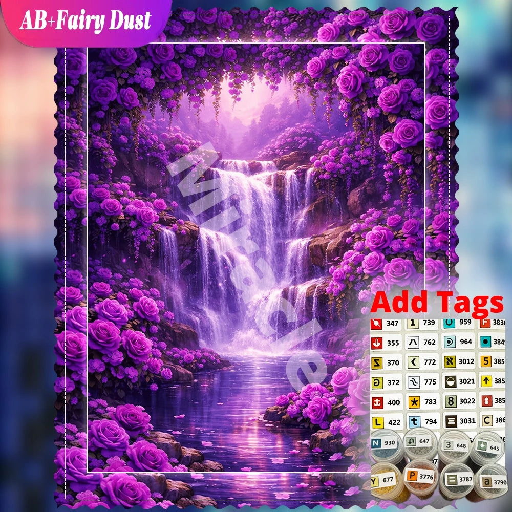 Mystic Violet Waterfall AB & Fairy Dust Diamond Painting Kit