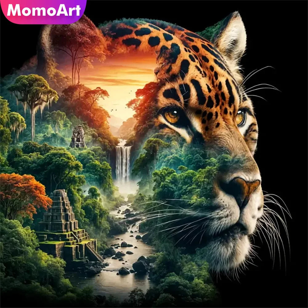Jungle Falls Leopard Diamond Painting Kit