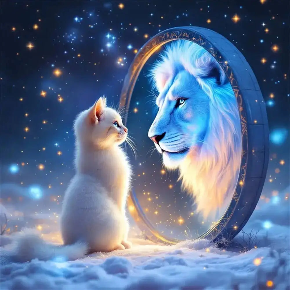 Beyond the Mirror Lion Diamond Painting Kit