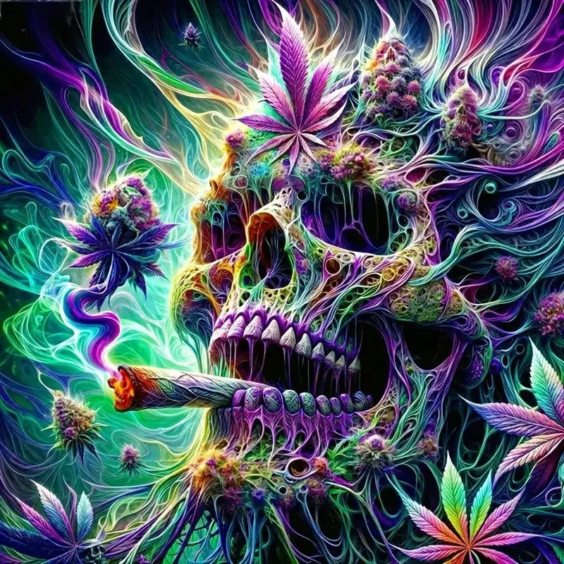 Electric Afterlife – Neon Skull Diamond Painting Kit