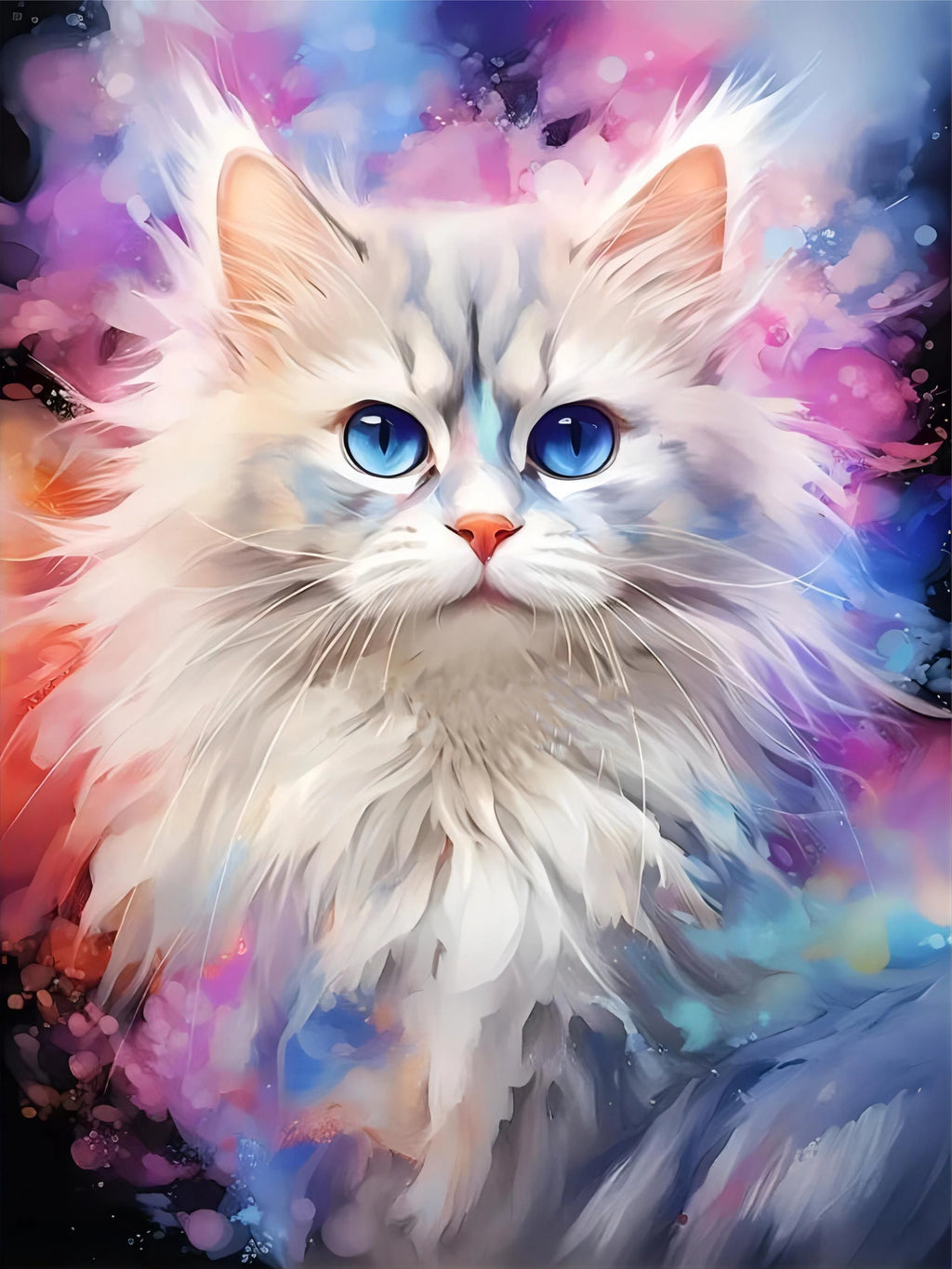 Midnight Blossom Cat Diamond Painting Kit