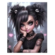 Dark Companions – Gothic Girl & Teddy Collection Diamond Painting Kit artwork design A5