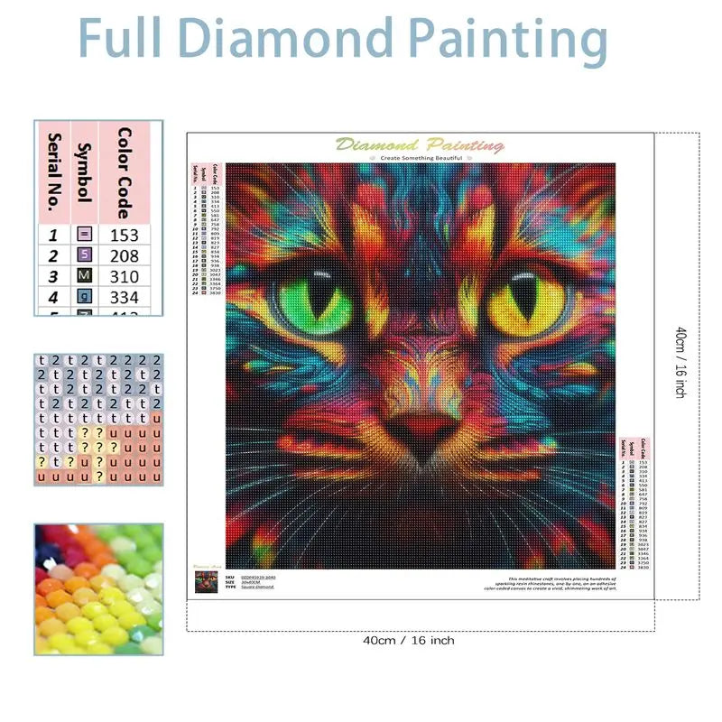 Neon Whiskers Cat Diamond Painting Kit