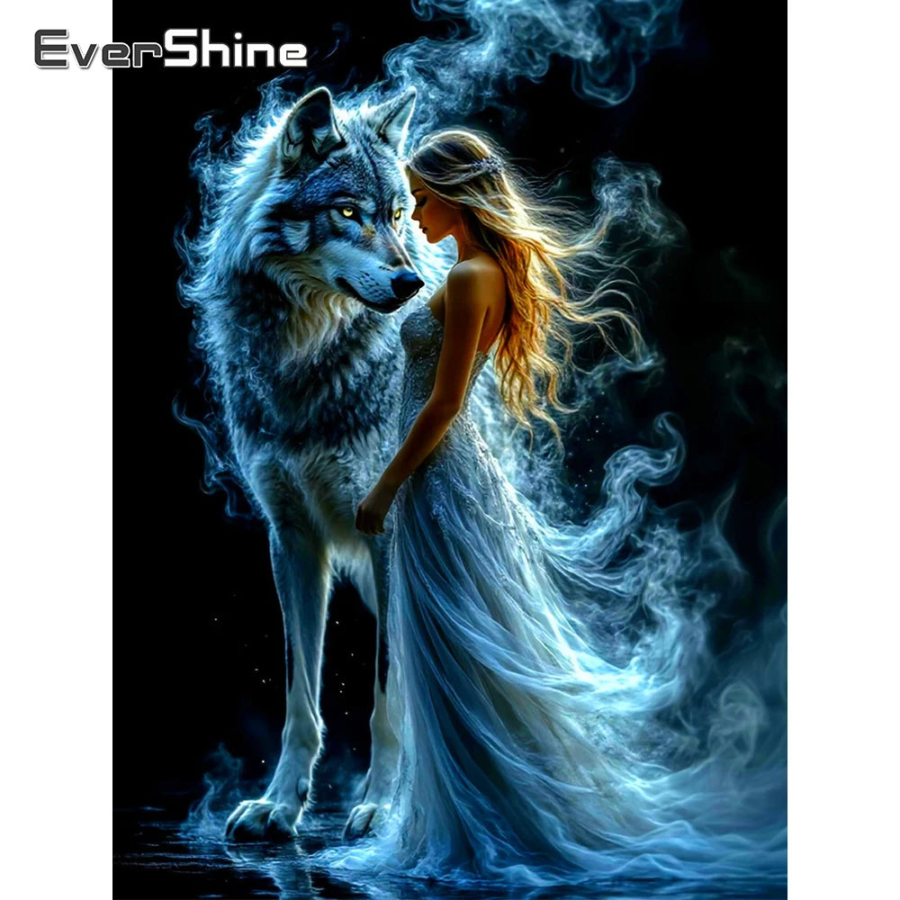 Wolf Spirit – Woman & Wolf Diamond Painting Kit