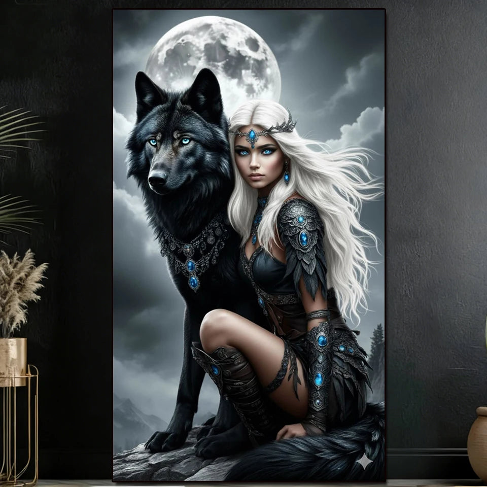 Shadow & Spirit – Woman and Wolf Diamond Painting Collection