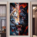 Wild Duality Roaring Tiger diamond painting design shown in a room mockup; frame not included
