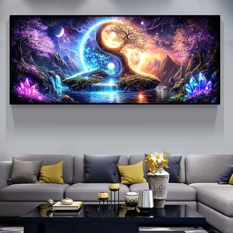 Cosmic Balance – Yin Yang Tree Diamond Painting Kit