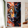 Wild Duality Tiger diamond painting design shown in a room mockup; frame not included