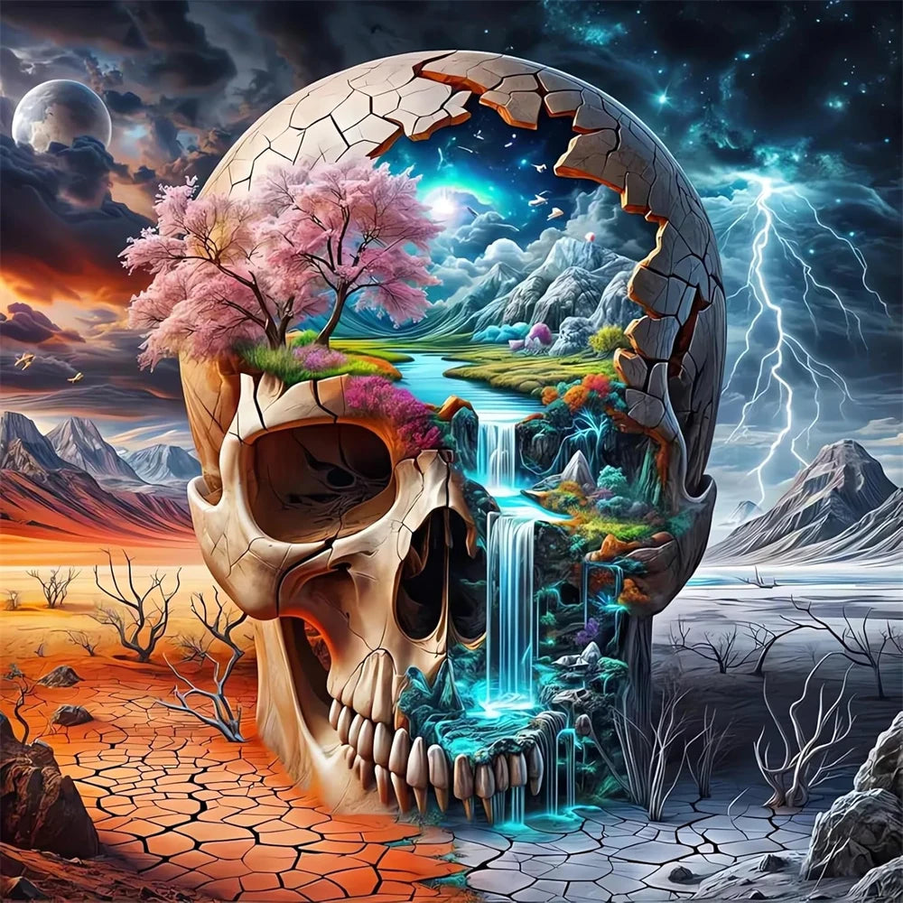 Worlds Within – Skull Landscape Diamond Painting Kit