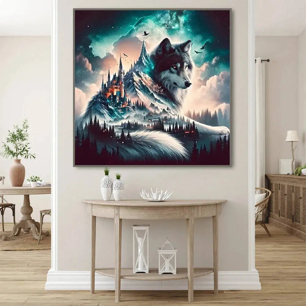 Castle Guardian Wolf Diamond Painting Kit