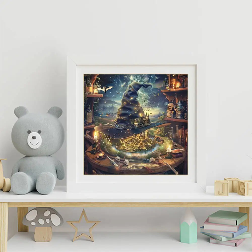 Enchanted Study Wizard Hat Diamond Painting Kit