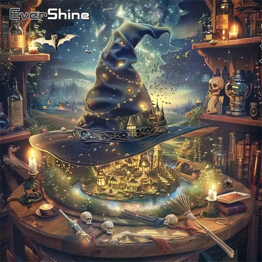 Enchanted Study Wizard Hat Diamond Painting Kit
