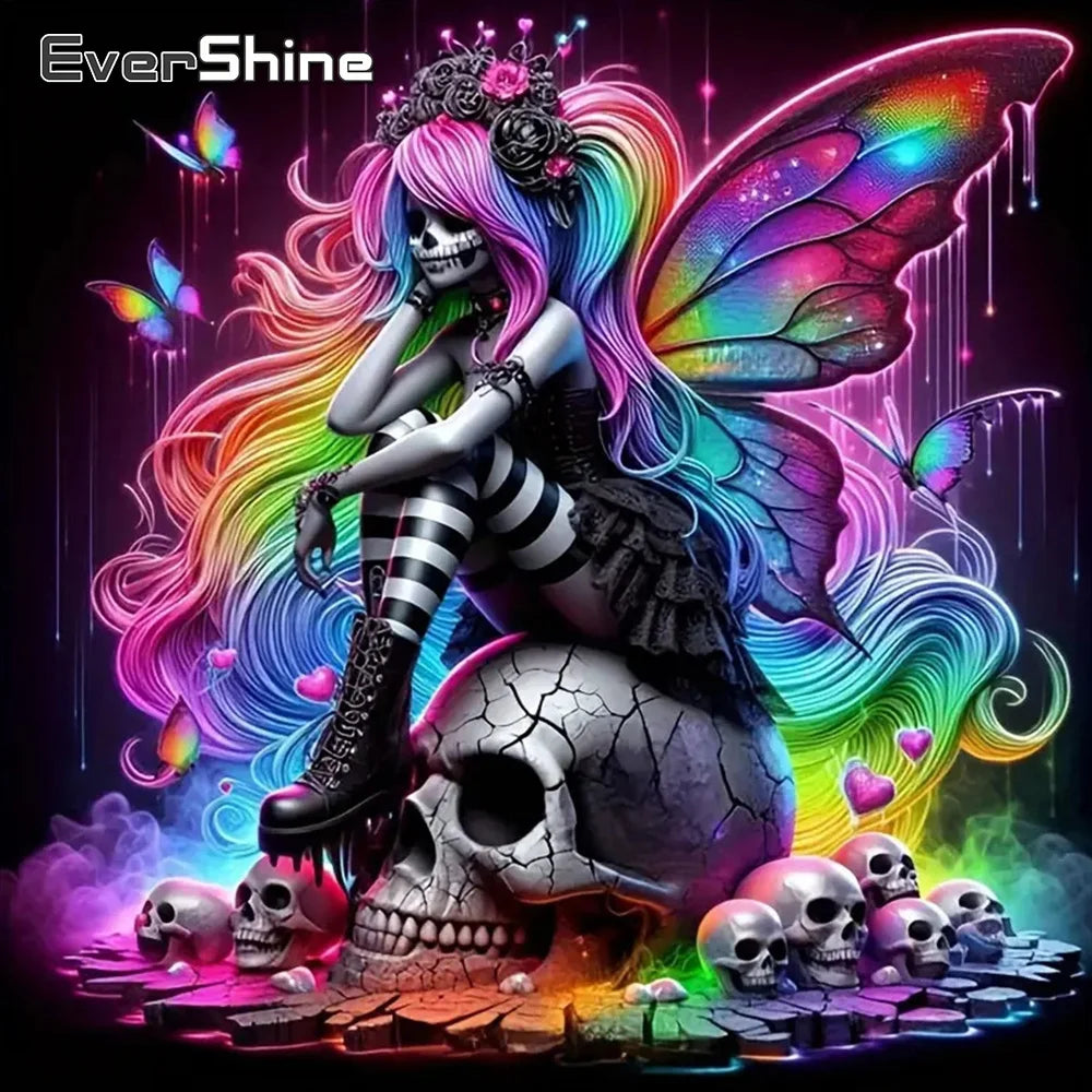 Gothic Girl & Skull Diamond Painting Kit