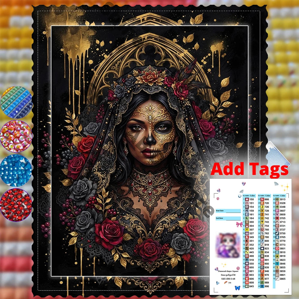 Roses of the Afterlife – 120-Color AB & Fairy Dust Diamond Painting Kit