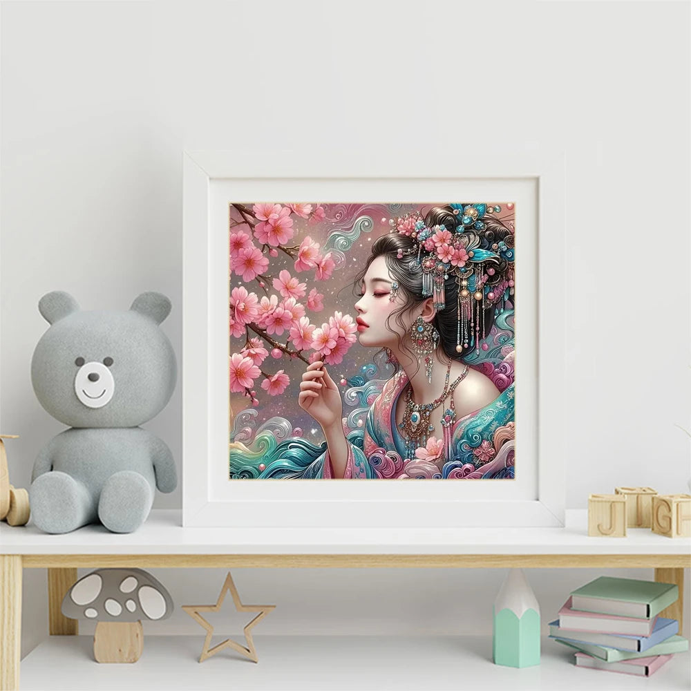 Blooming Grace Floral Portrait Diamond Painting Kit