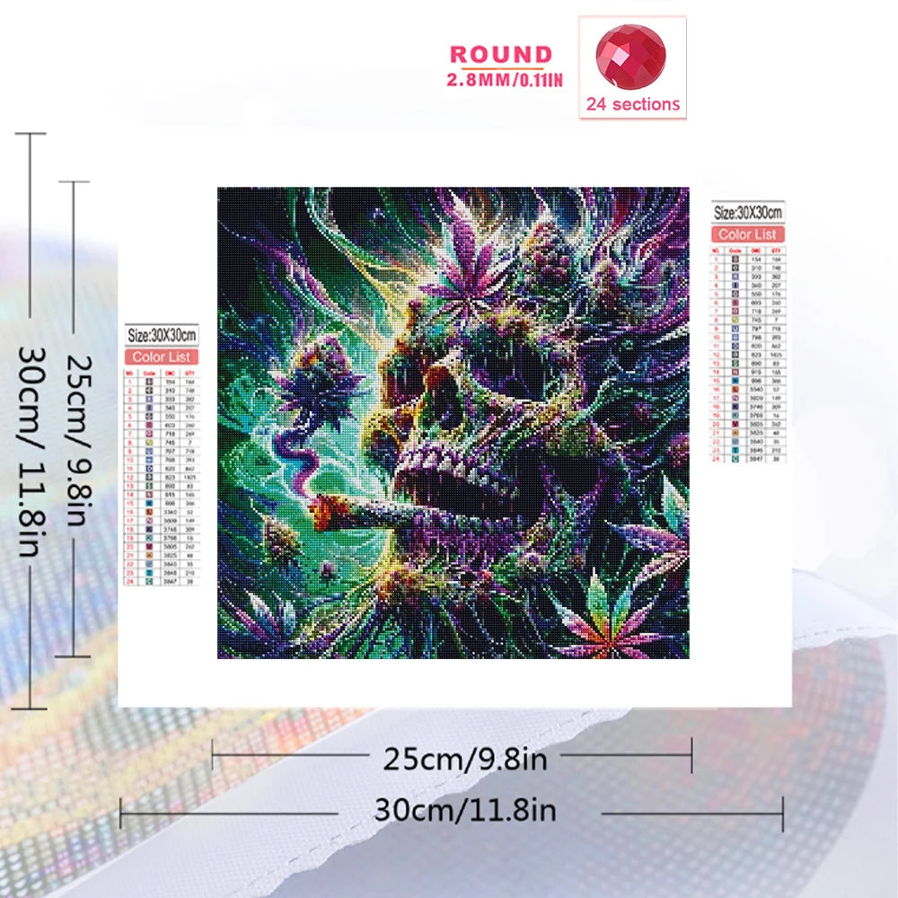 Electric Afterlife – Neon Skull Diamond Painting Kit