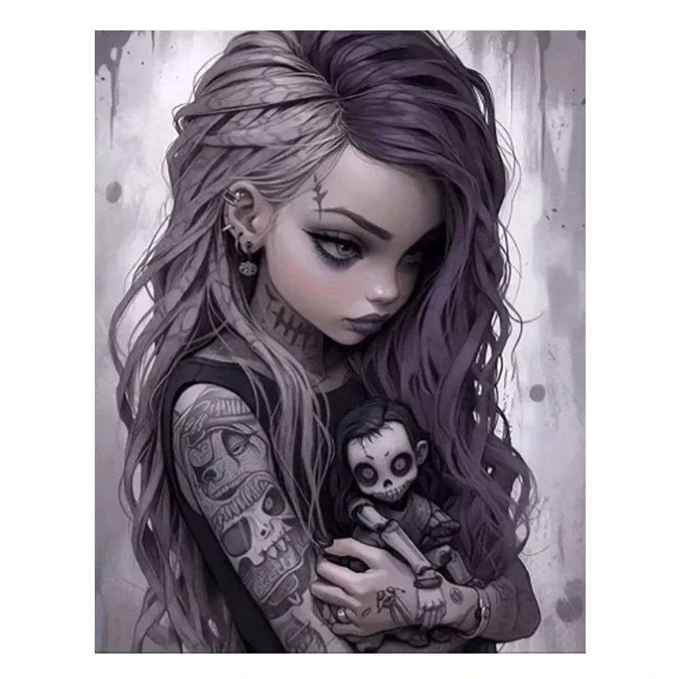 Dark Companions – Gothic Girl & Teddy Collection Diamond Painting Kit