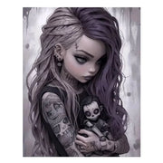Dark Companions – Gothic Girl & Teddy Collection Diamond Painting Kit artwork design A1