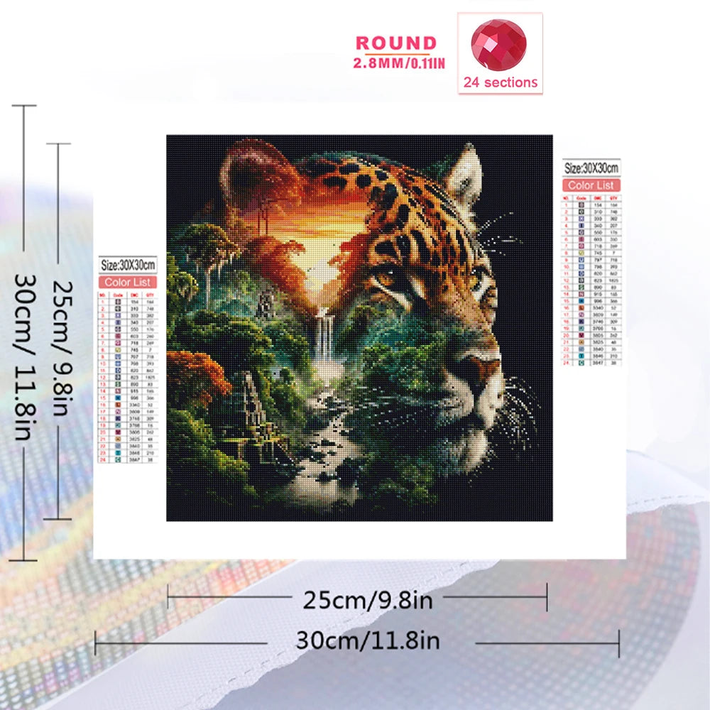 Jungle Falls Leopard Diamond Painting Kit