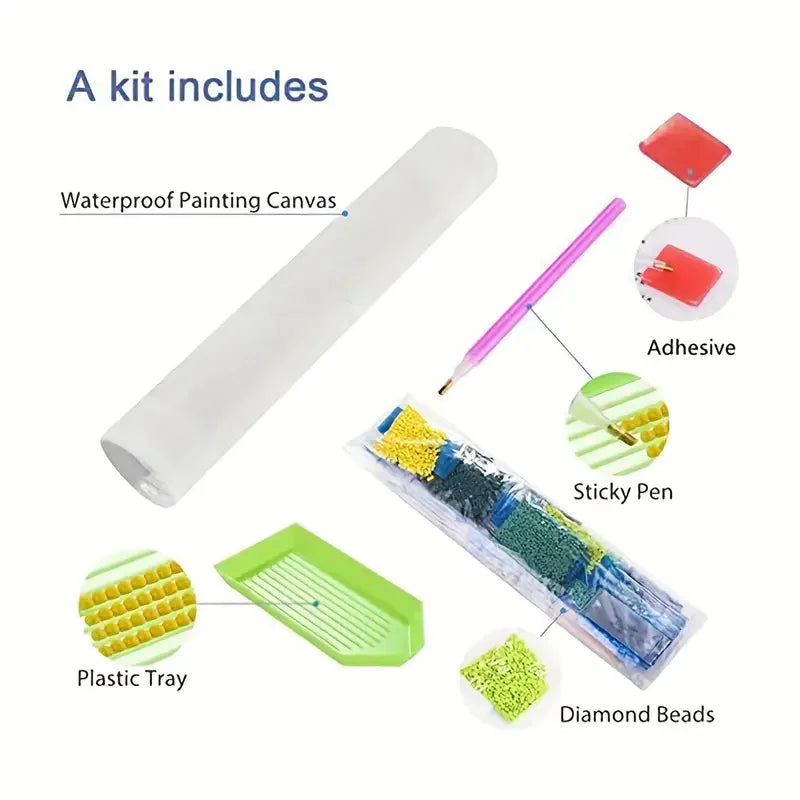Golden Gaze Lion Diamond Painting Kit – Round Drills