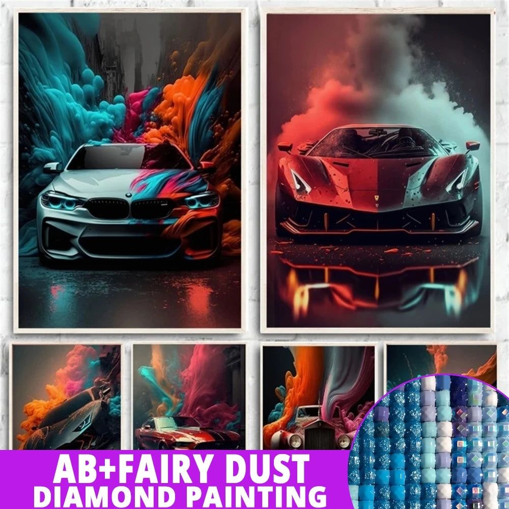 Neon Horsepower – AB & Fairy Dust Car Diamond Painting Collection