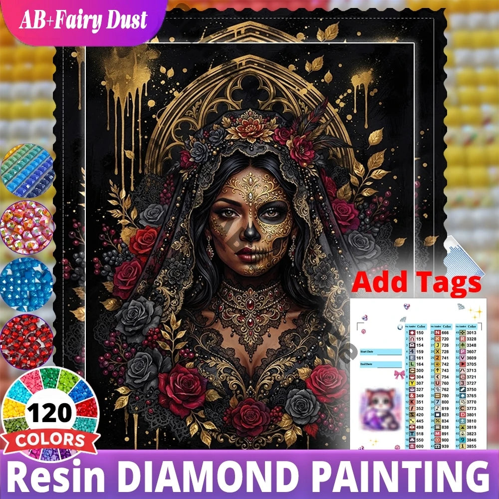 Roses of the Afterlife – 120-Color AB & Fairy Dust Diamond Painting Kit