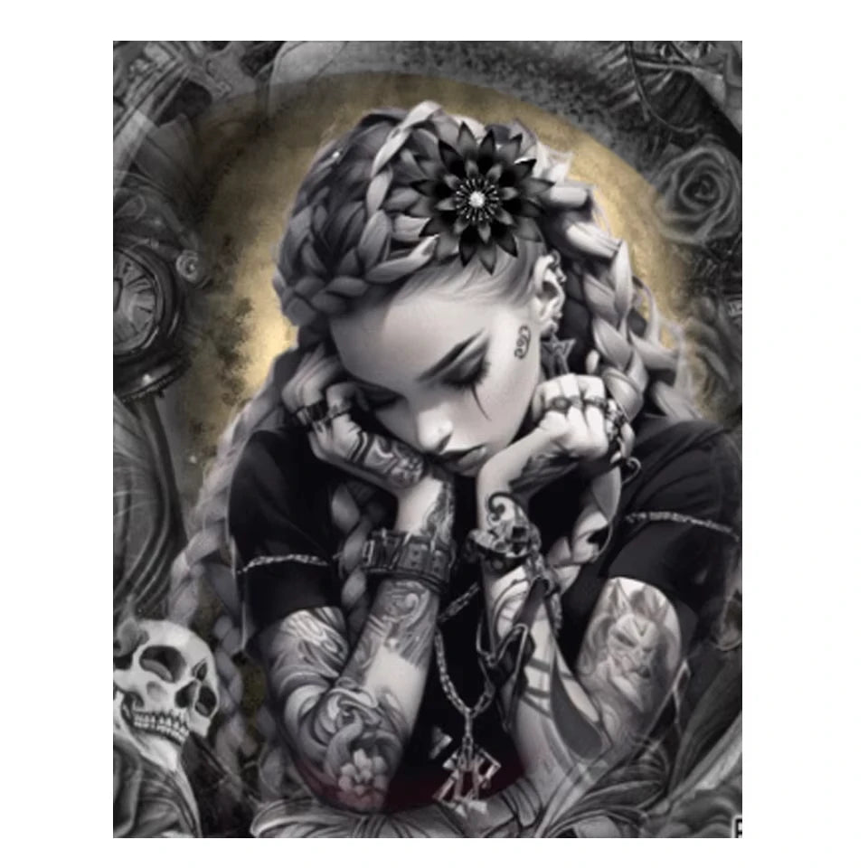 Dark Companions – Gothic Girl & Teddy Collection Diamond Painting Kit