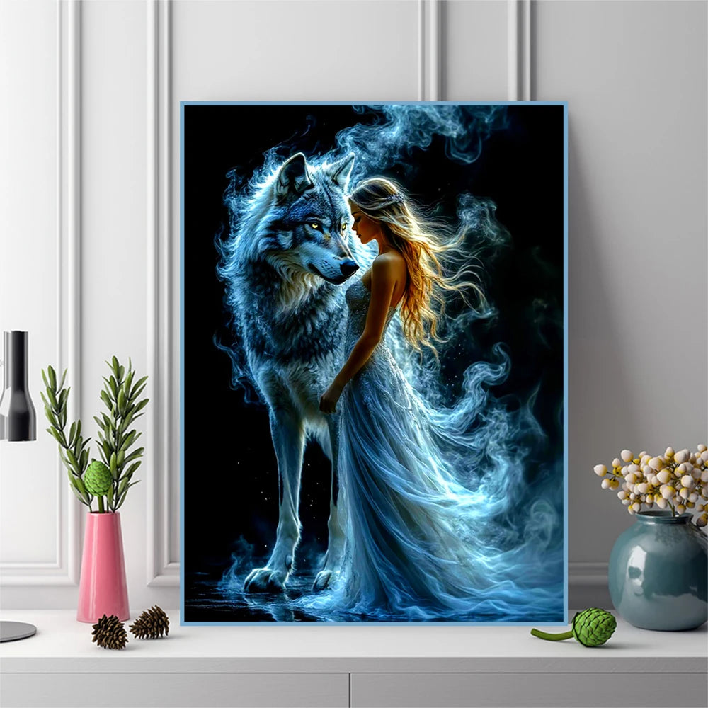 Wolf Spirit – Woman & Wolf Diamond Painting Kit
