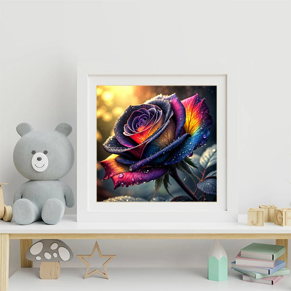 Spectrum Bloom – Rainbow Rose Diamond Painting Kit