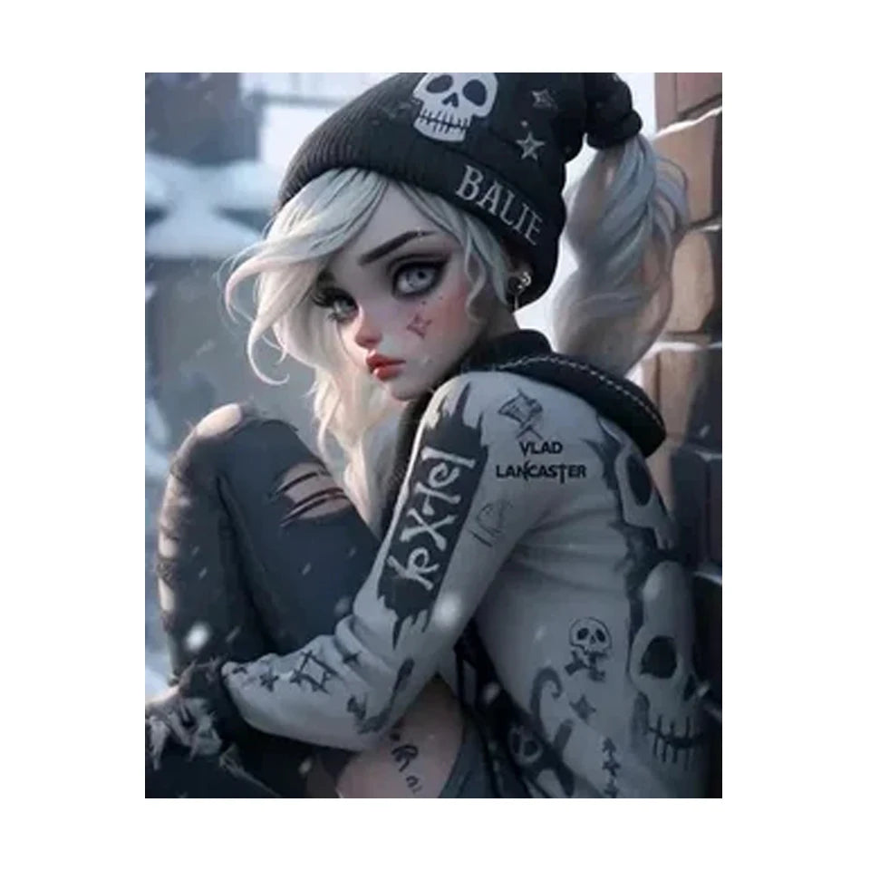 Midnight Companions – Gothic Girl & Bear AB Diamond Painting Collection