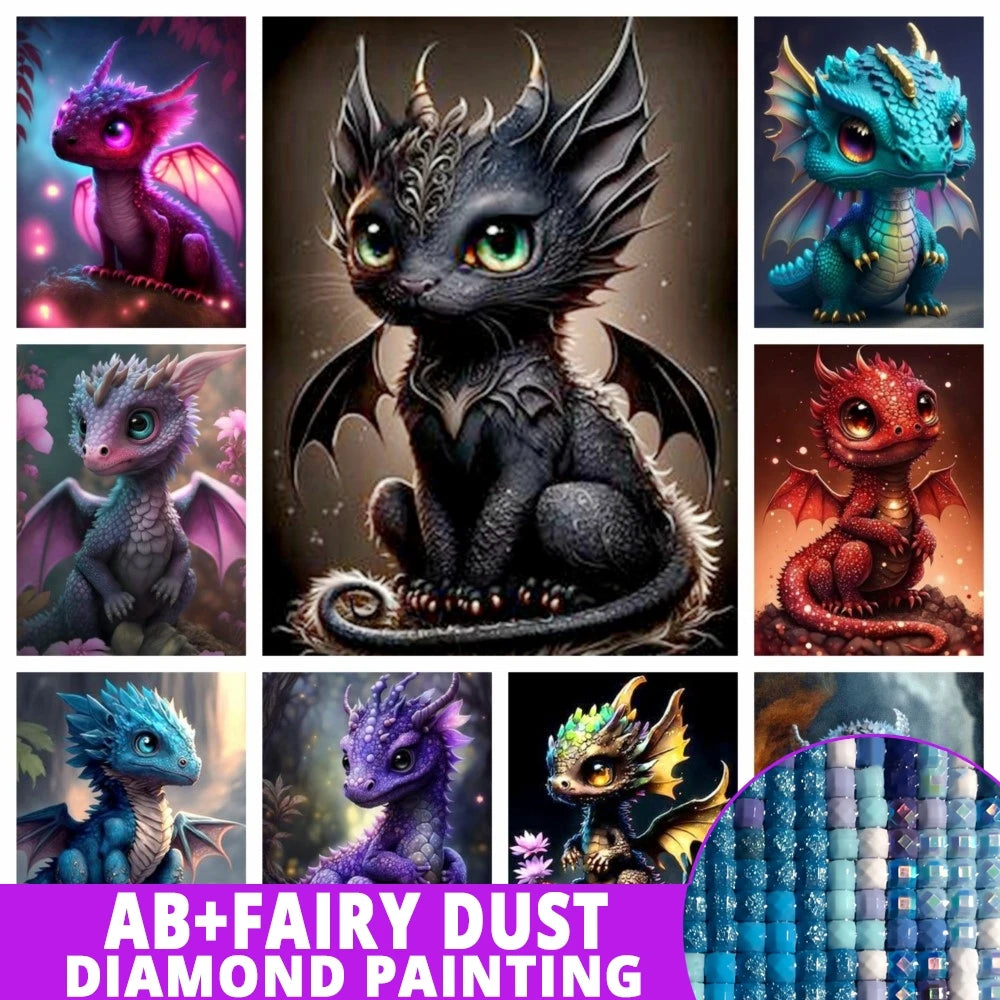 Enchanted Baby Dragons AB & Fairy Dust Diamond Painting Collection