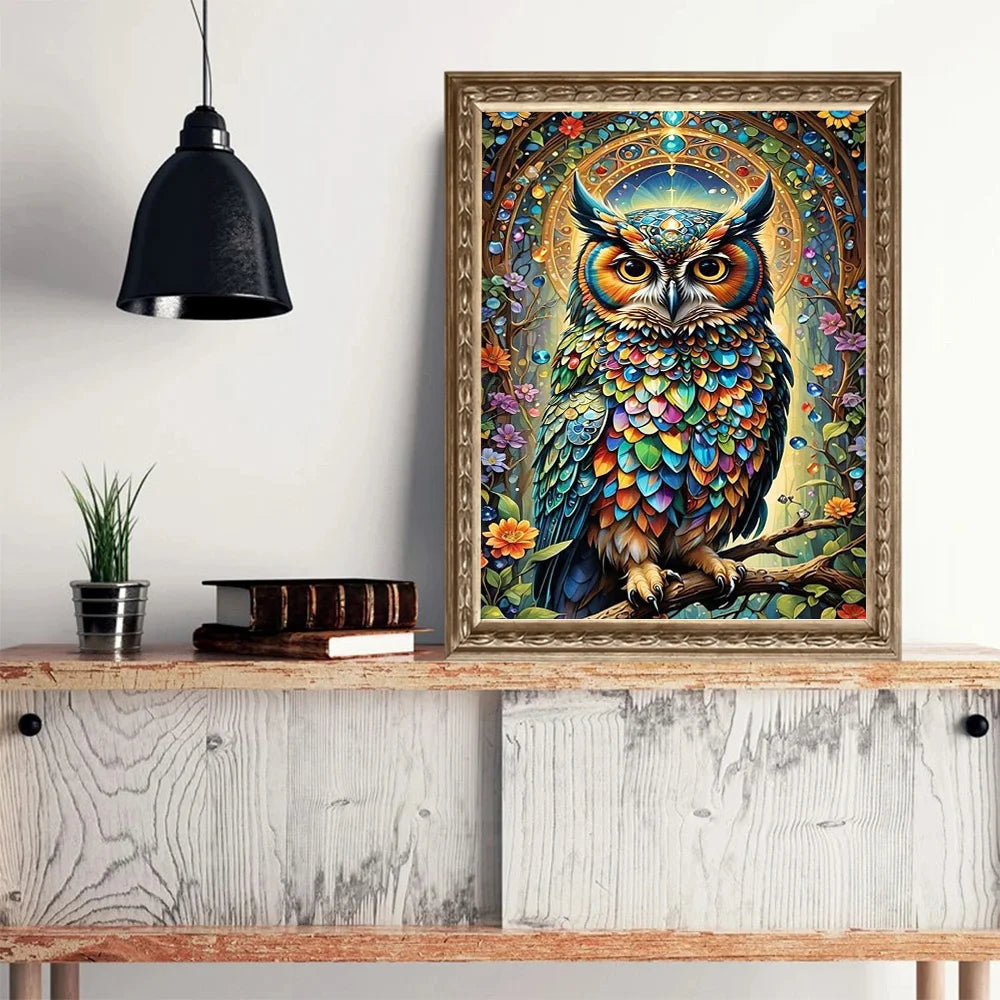 Jeweled Forest Owl Diamond Painting Kit