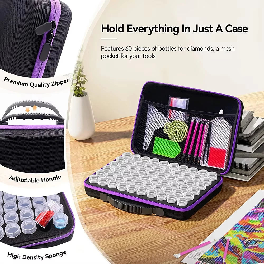 CraftCarry Diamond Painting Storage Case with Tools – 30, 60 or 120 Compartments