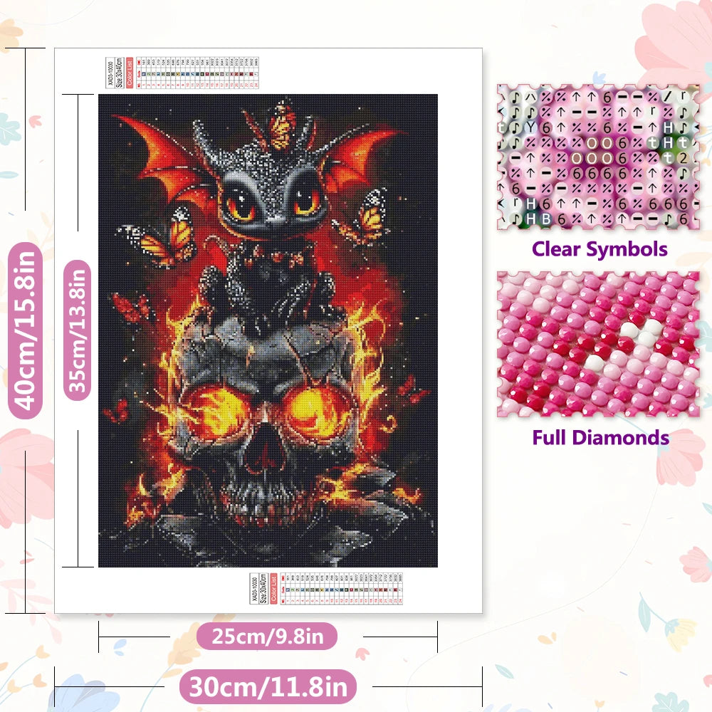 Halloween Hatchling – Dragon & Skull Diamond Painting Kit