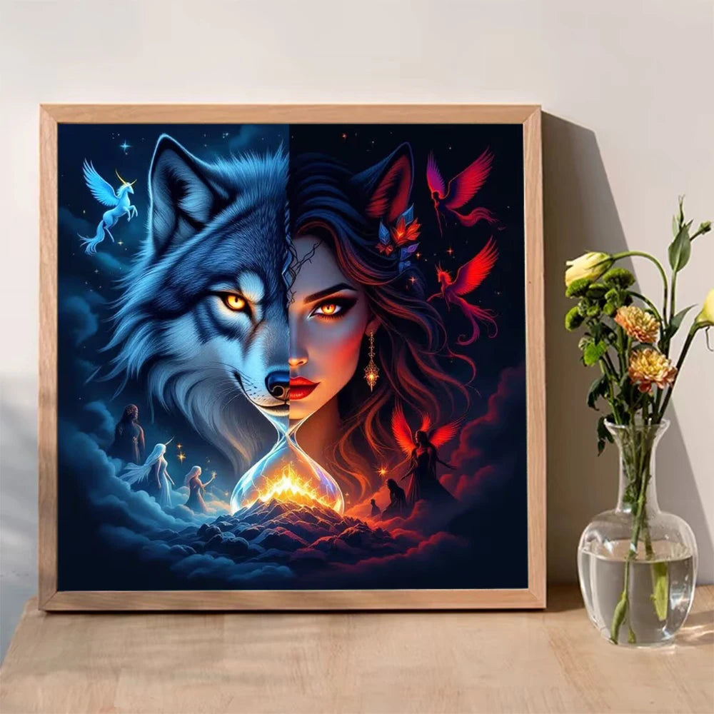 Moonfire Wolf & Maiden Diamond Painting Kit