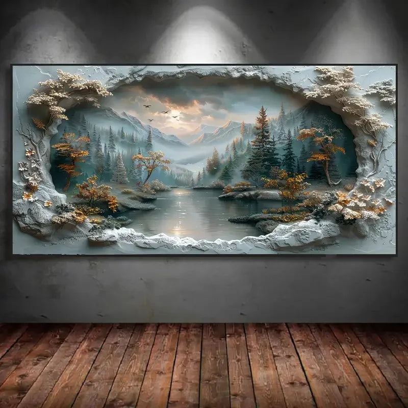 Winter’s Last Light – Snowy Lake Diamond Painting Kit