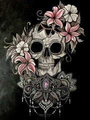 Sugar Skull Blooms – AB & Fairy Dust Diamond Painting Collection artwork design 12-TZ