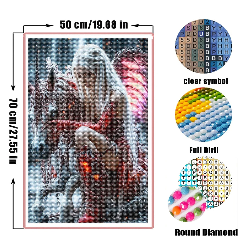 Shadowbound – Dark Elf & Unicorn Diamond Painting Kit