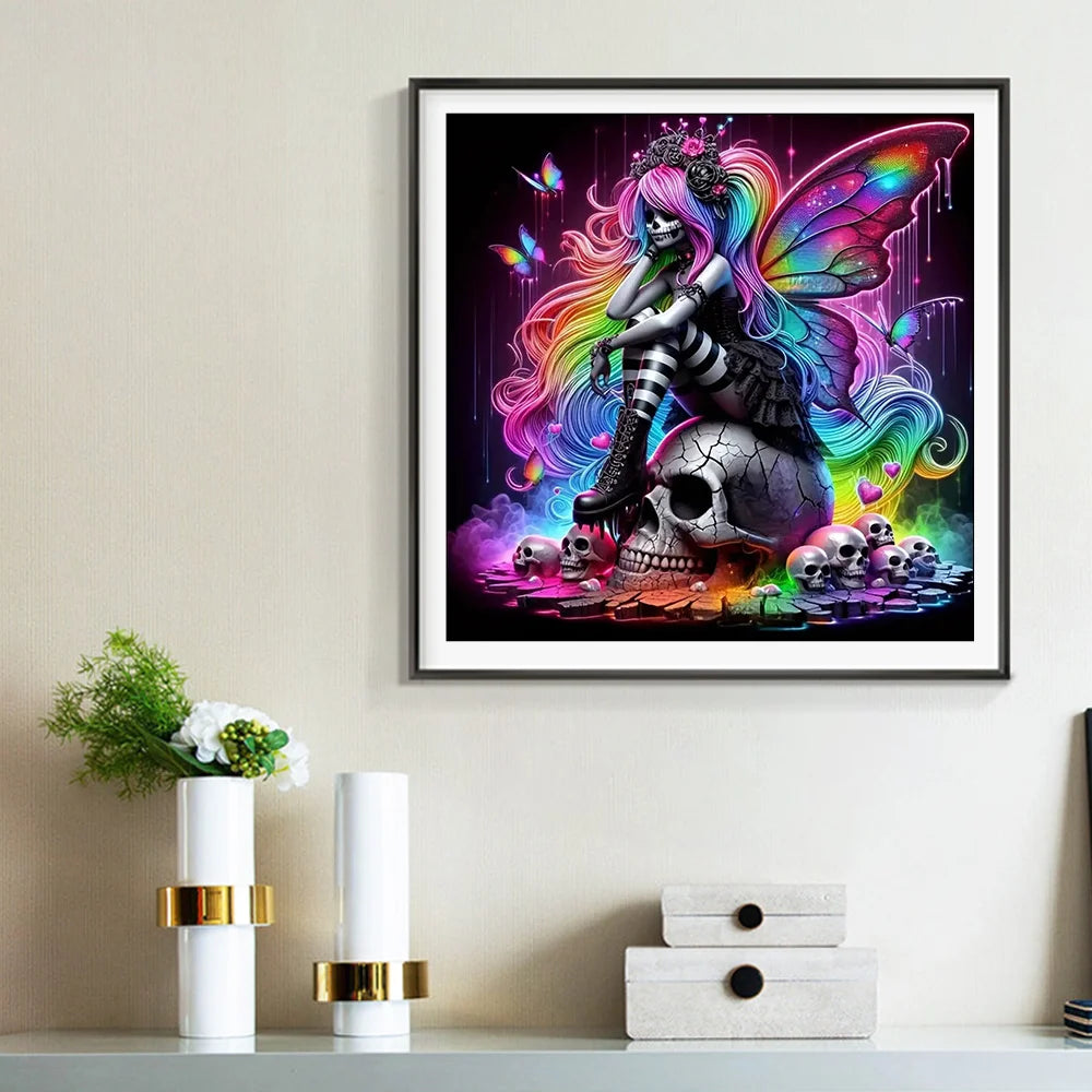 Gothic Girl & Skull Diamond Painting Kit
