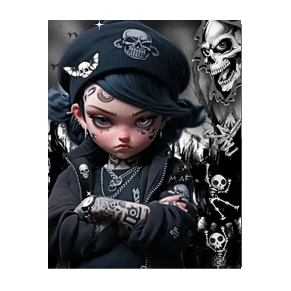 Midnight Companions – Gothic Girl & Bear AB Diamond Painting Collection