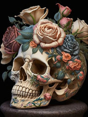 Sugar Skull Blooms – AB & Fairy Dust Diamond Painting Collection artwork design 15-TZ