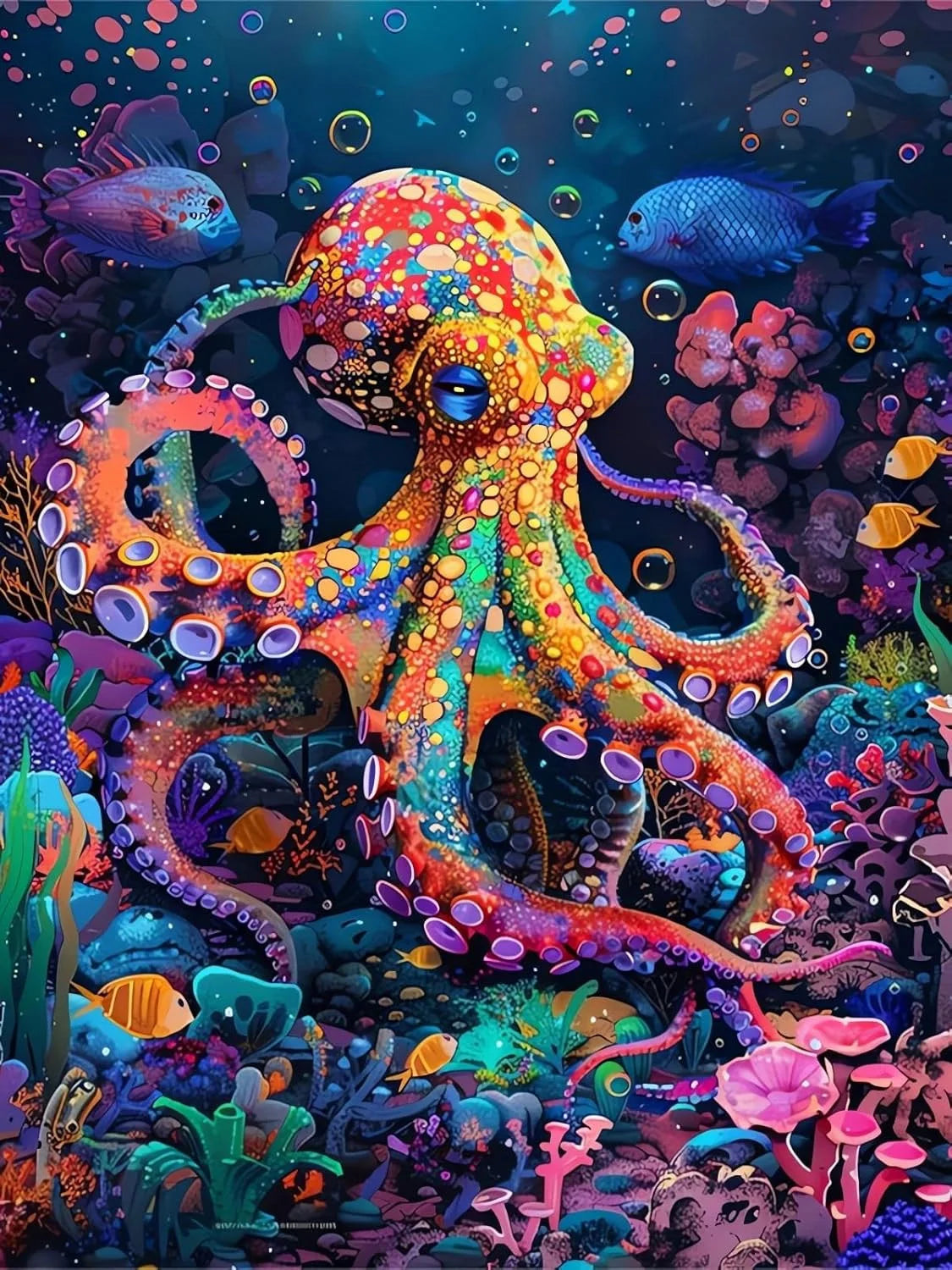 Reef Radiance – AB &amp; Fairy Dust Octopus Diamond Painting Kit — 3-TZ / AB FD Square 50x70cm included in Reef Collector – AB &amp; Fairy Dust Studio Bundle